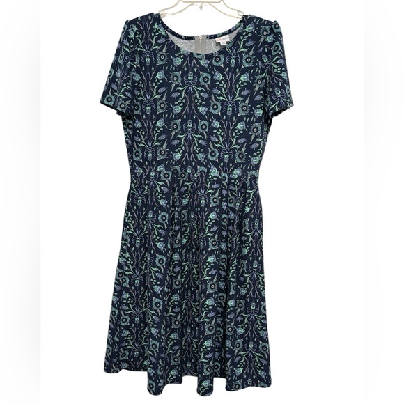 LuLaRoe Dresses & Skirts - Navy & Green Floral Amelia Dress
